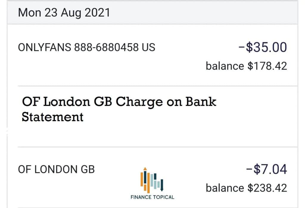 OF London GB Charge on Bank Statement